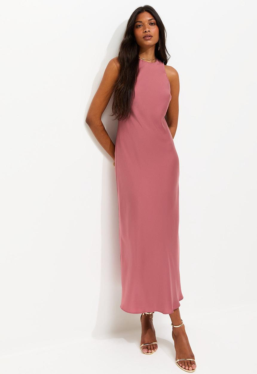 New Look - Satin High Neck Maxi Dress - Rose