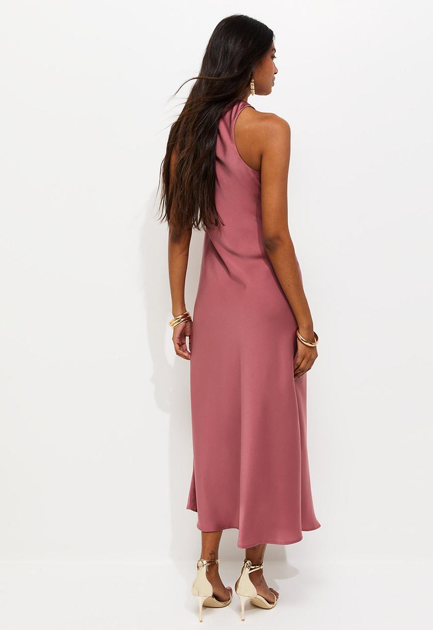 New Look - Satin High Neck Maxi Dress - Rose