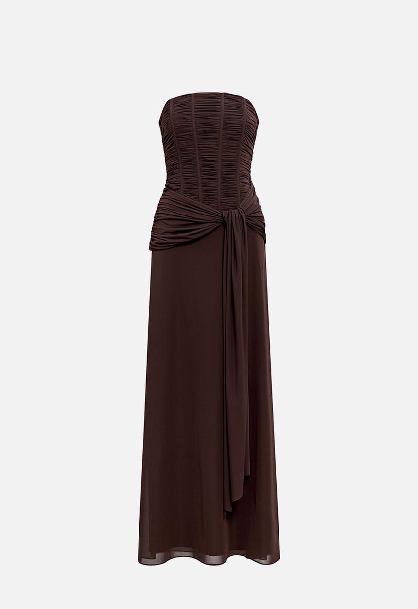 Forever New - Lorelei strapless ruched maxi dress in freckle