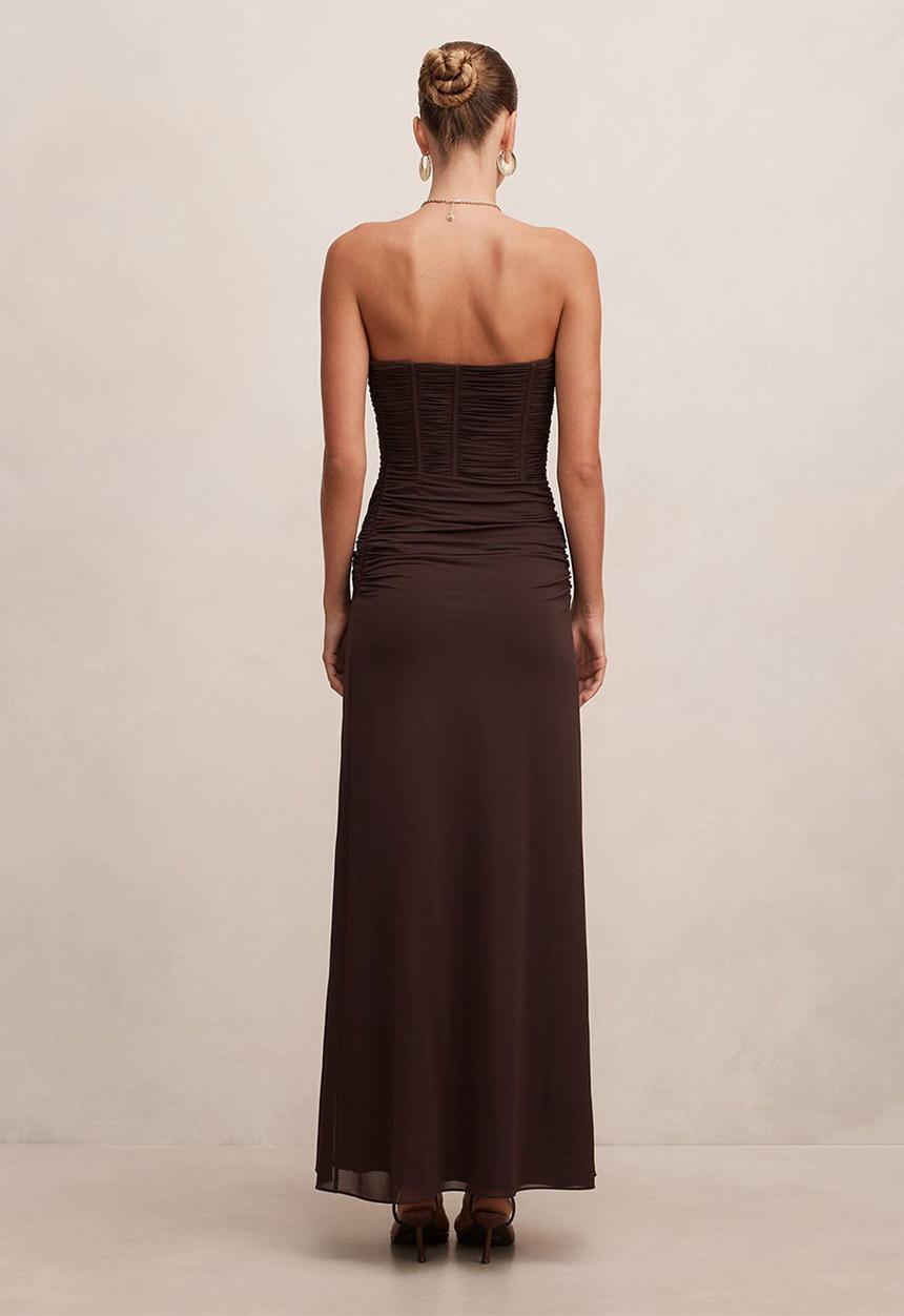 Forever New - Lorelei strapless ruched maxi dress in freckle