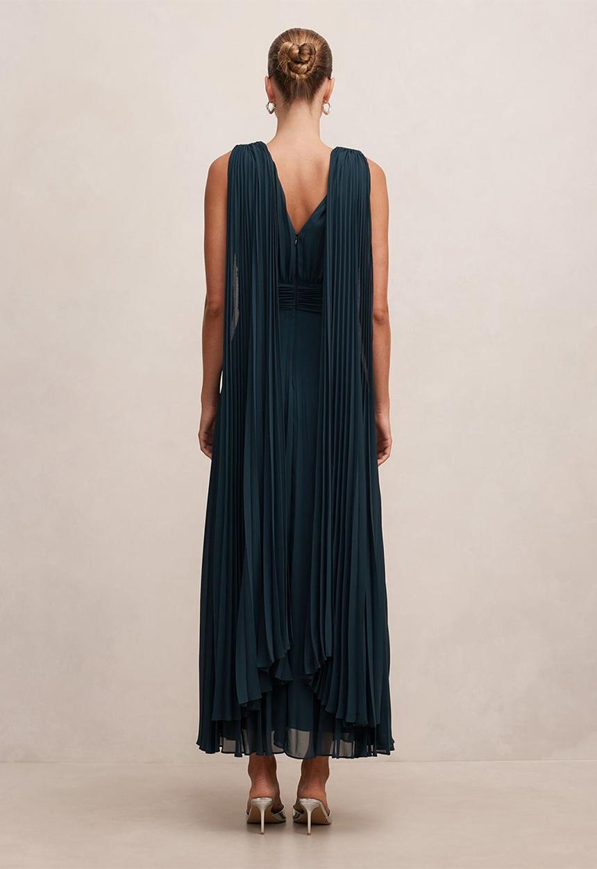 Forever New - Leia pleated cape maxi dress in crystal teal