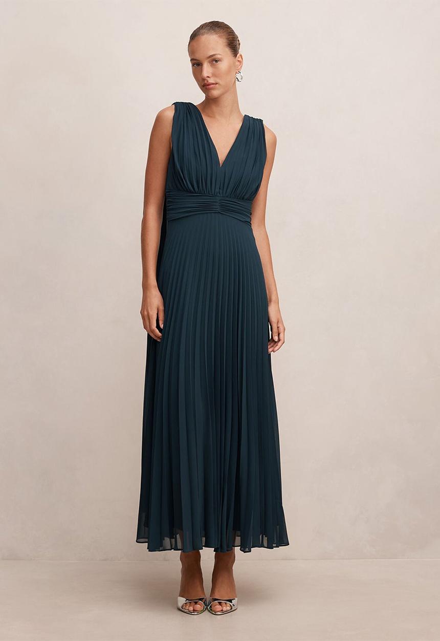 Forever New - Leia pleated cape maxi dress in crystal teal
