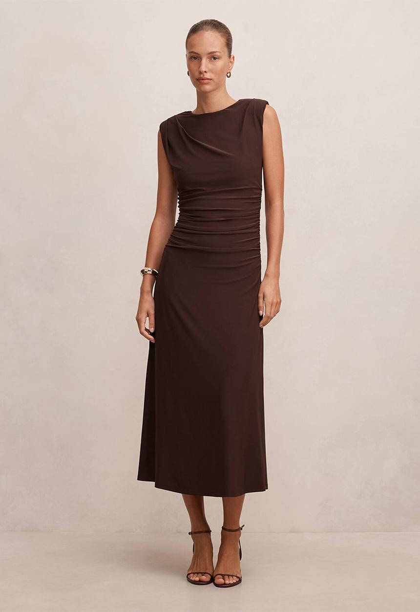 Forever New - Alisa ruched jersey midi dress in freckle