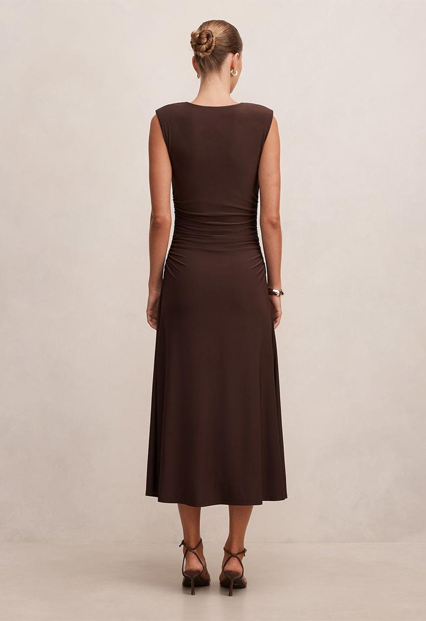 Forever New - Alisa ruched jersey midi dress in freckle