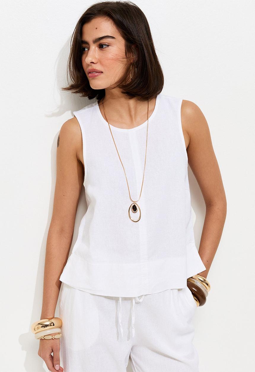 New Look - Linen Blend Sleeveless Top - White
