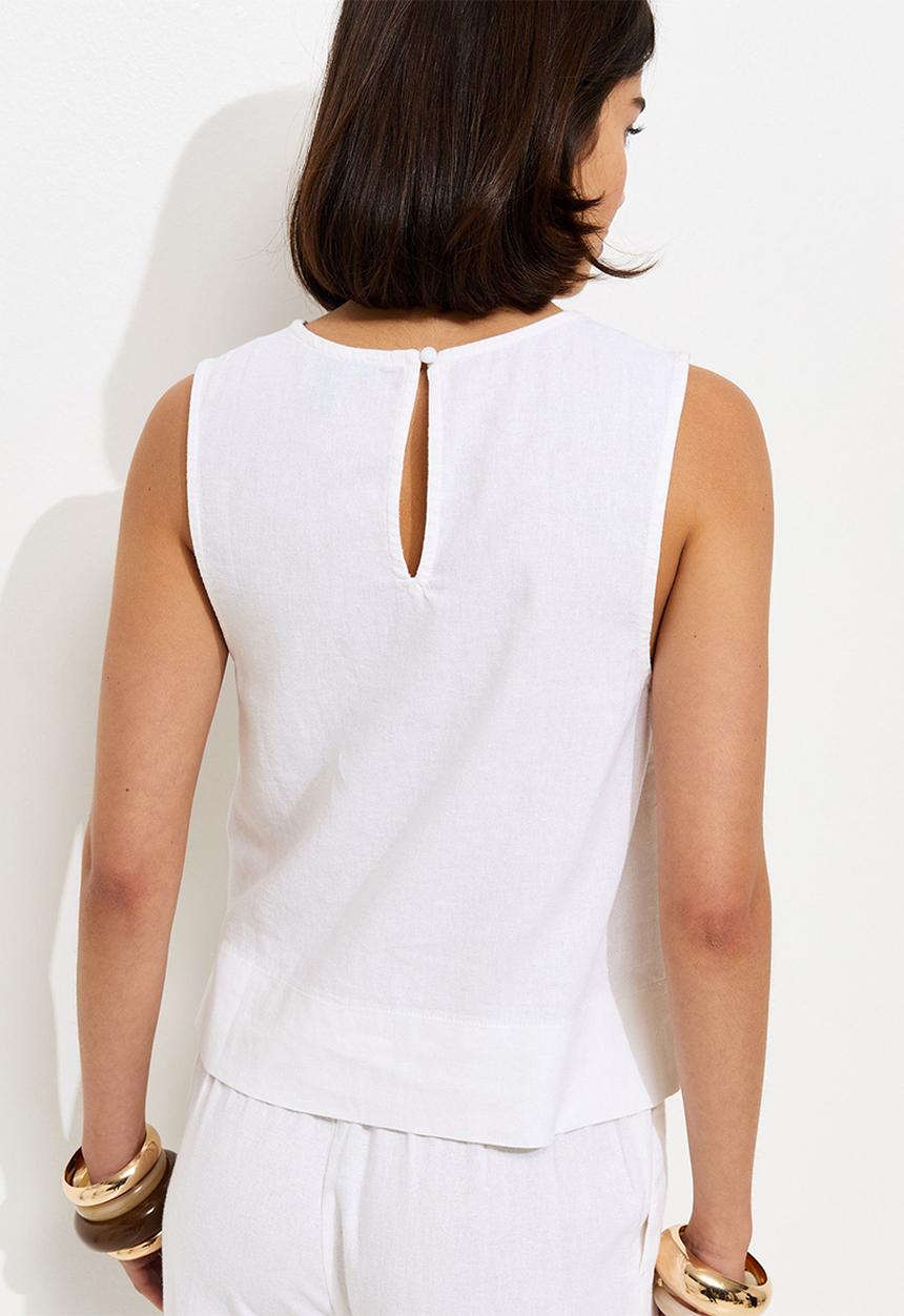 New Look - Linen Blend Sleeveless Top - White
