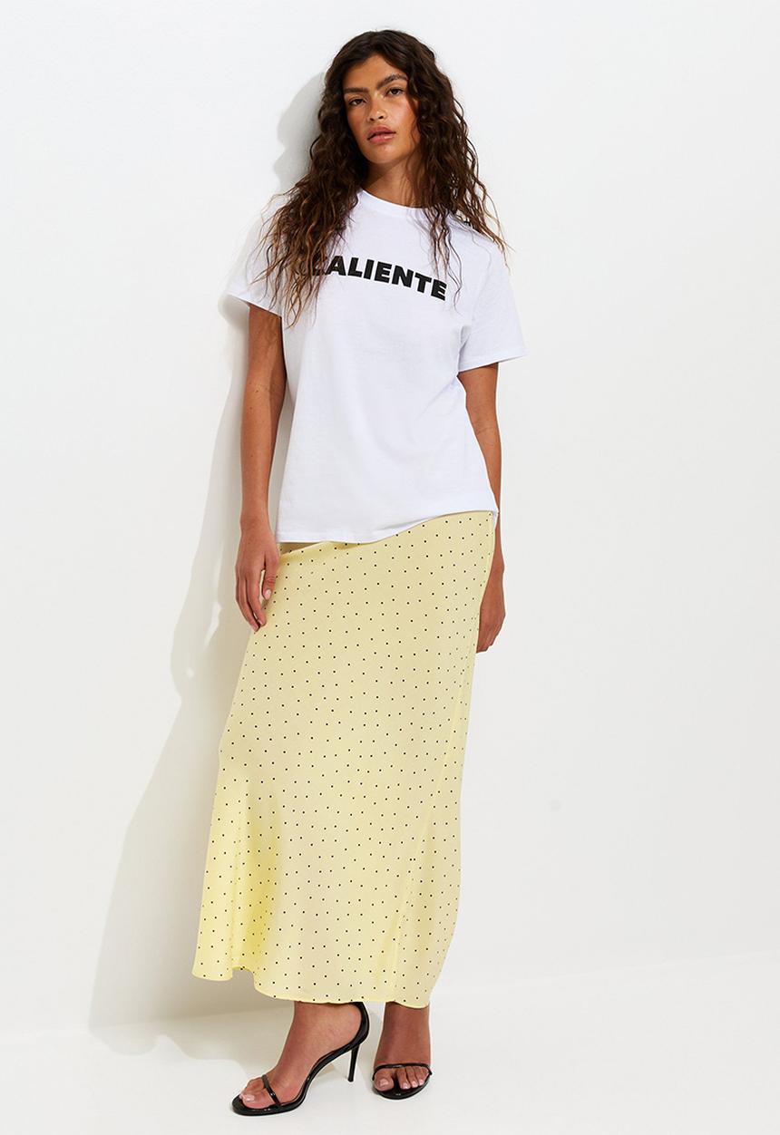New Look - Spotty Bias Cut Midi Skirt - Yellow