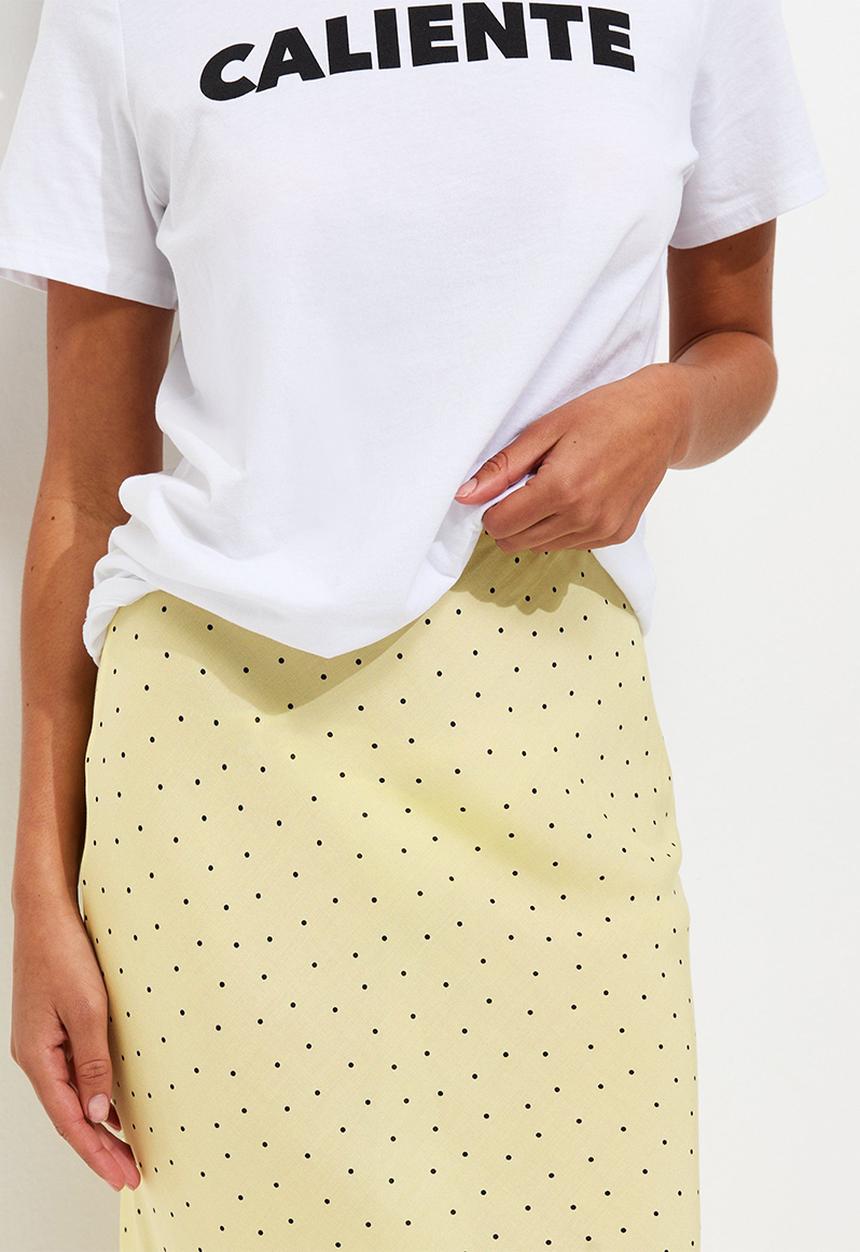 New Look - Spotty Bias Cut Midi Skirt - Yellow