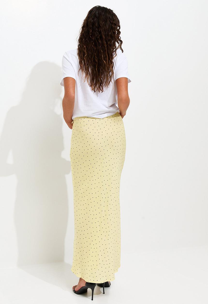 New Look - Spotty Bias Cut Midi Skirt - Yellow