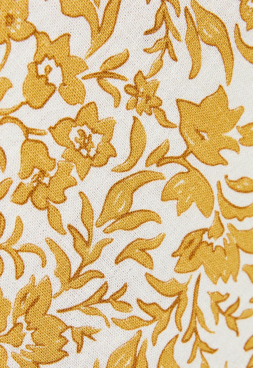 New Look - Linen Blend Floral Bias Cut Midi Skirt - Yellow 