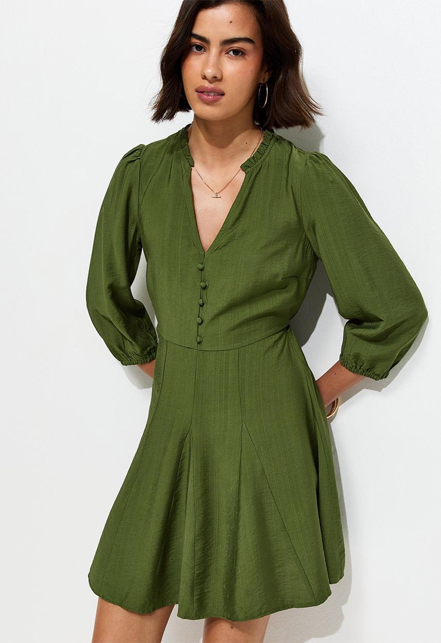 New Look - Georgie godet mini dress - khaki