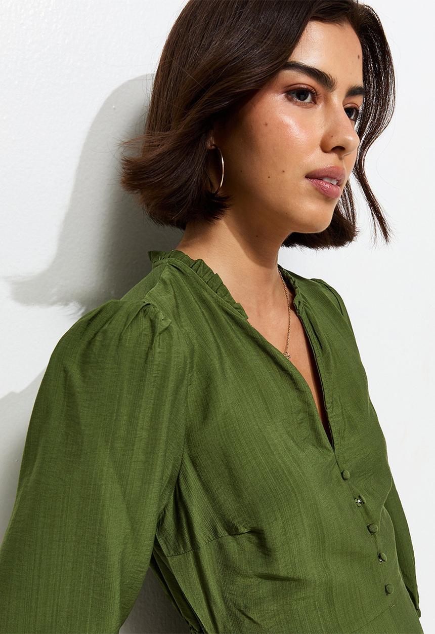 New Look - Georgie godet mini dress - khaki