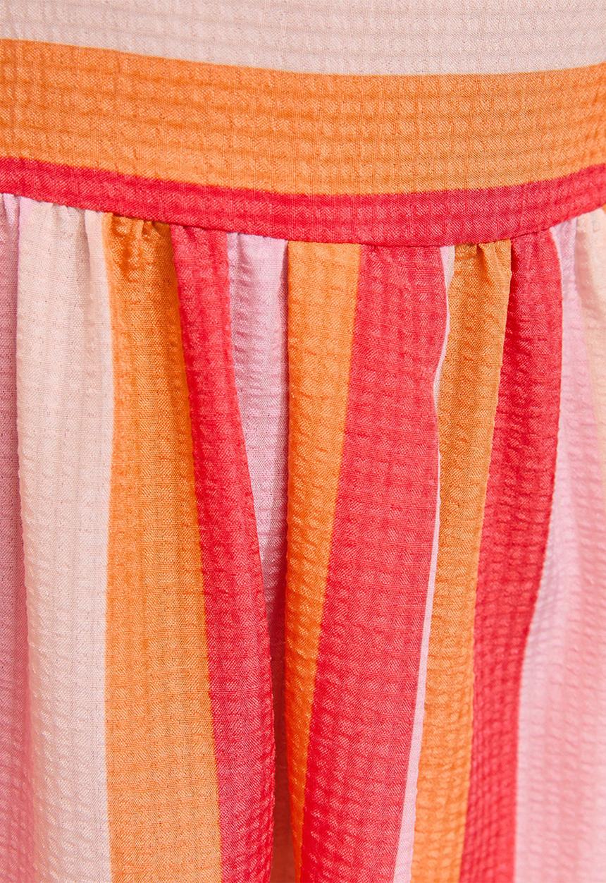 New Look - Stripe Milkmaid Midi Dress - Pink