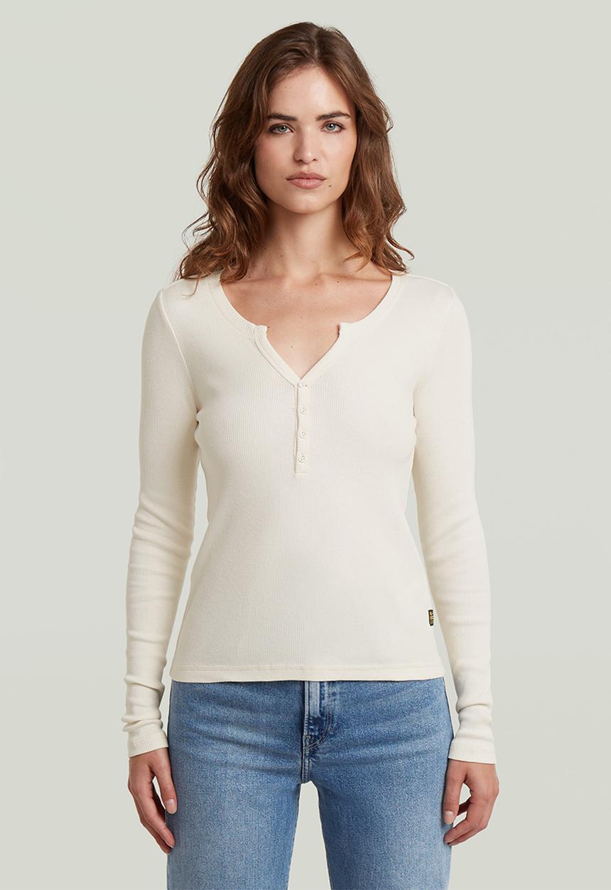G-STAR - Deep v henley slim l\s wmn - eggnog