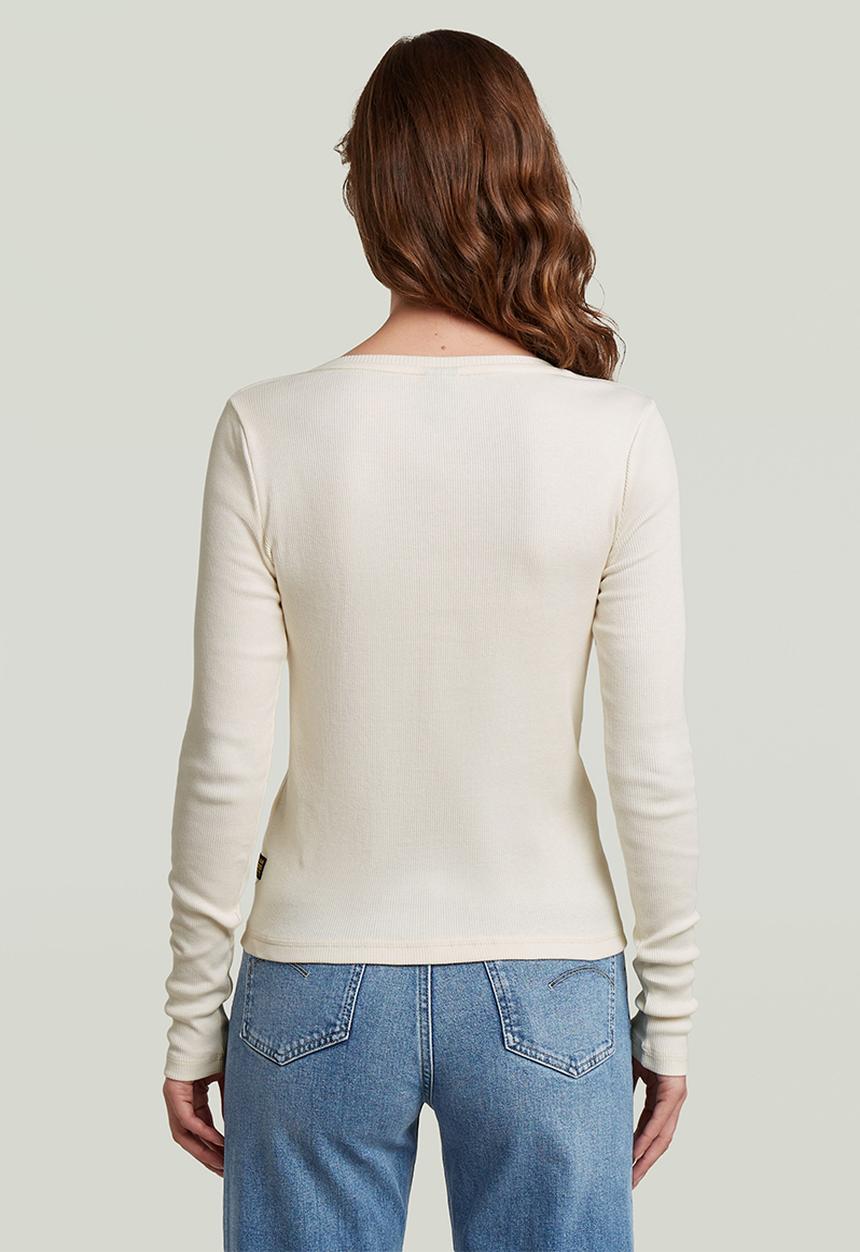G-STAR - Deep v henley slim l\s wmn - eggnog