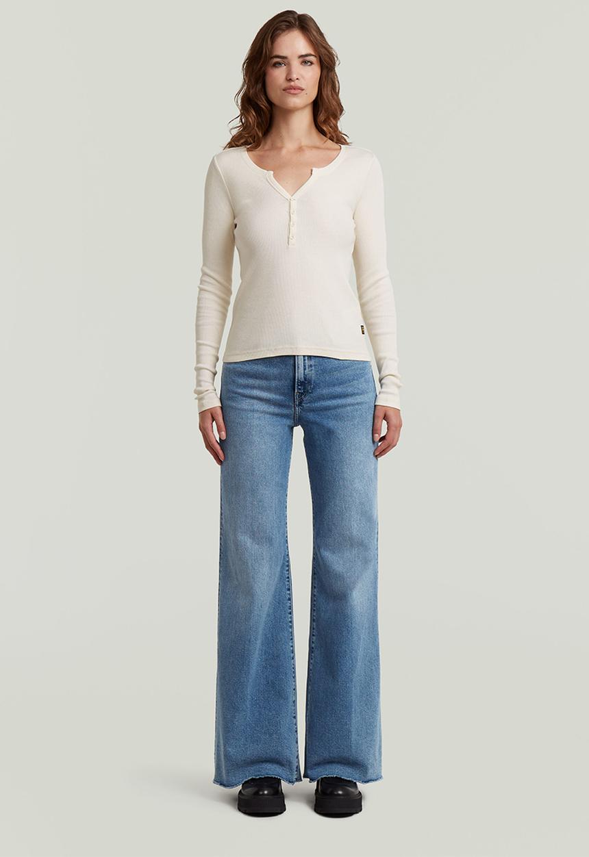 G-STAR - Deep v henley slim l\s wmn - eggnog