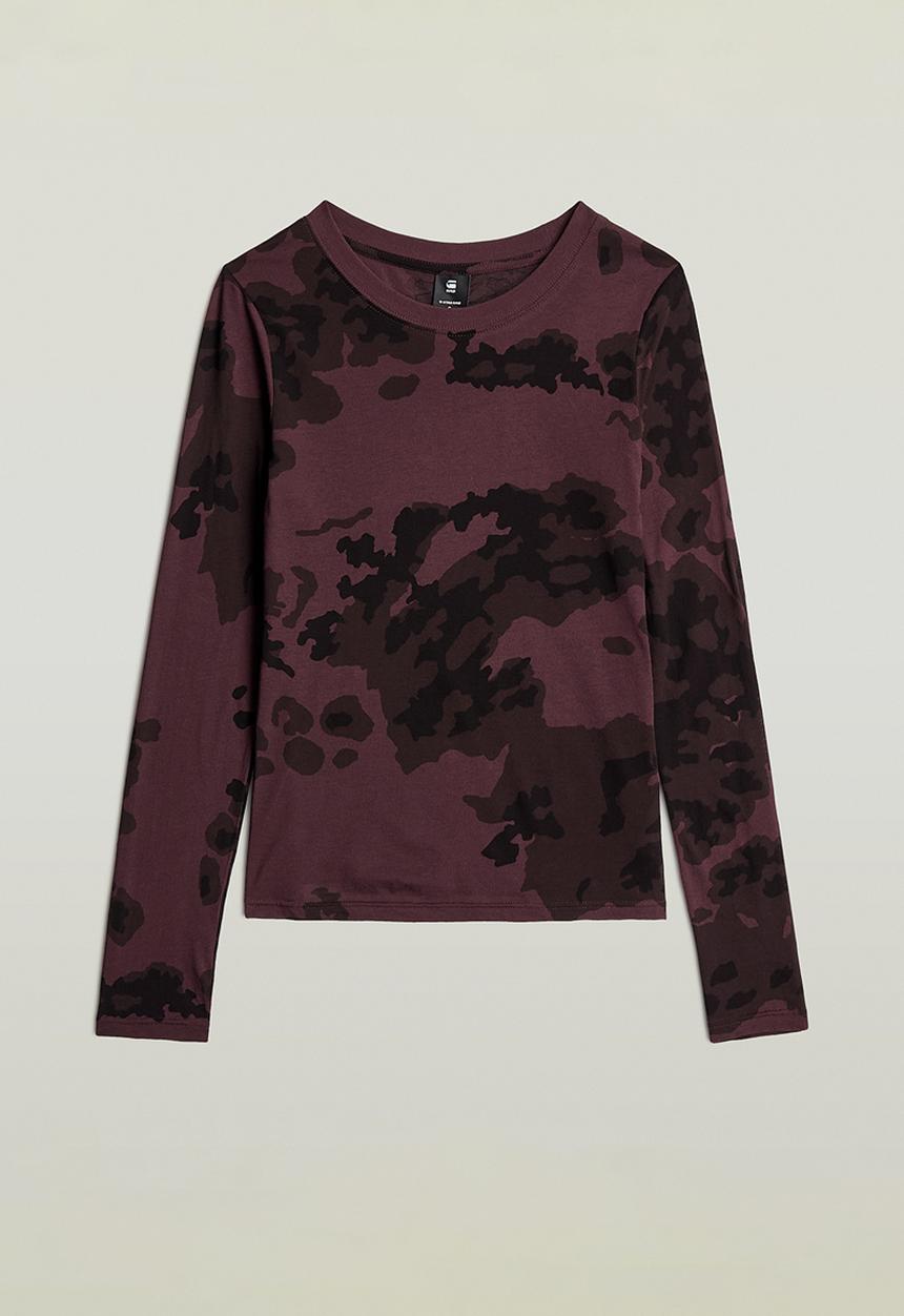 G-STAR - Aop slim r t l\s wmn - maroon forest camo
