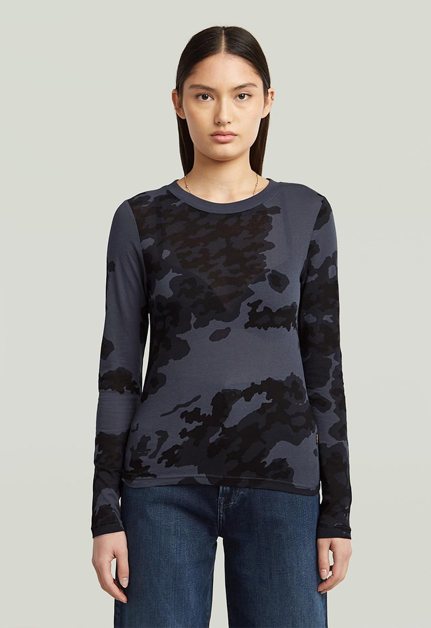 G-STAR - Aop slim r t l\s wmn - india ink forest camo