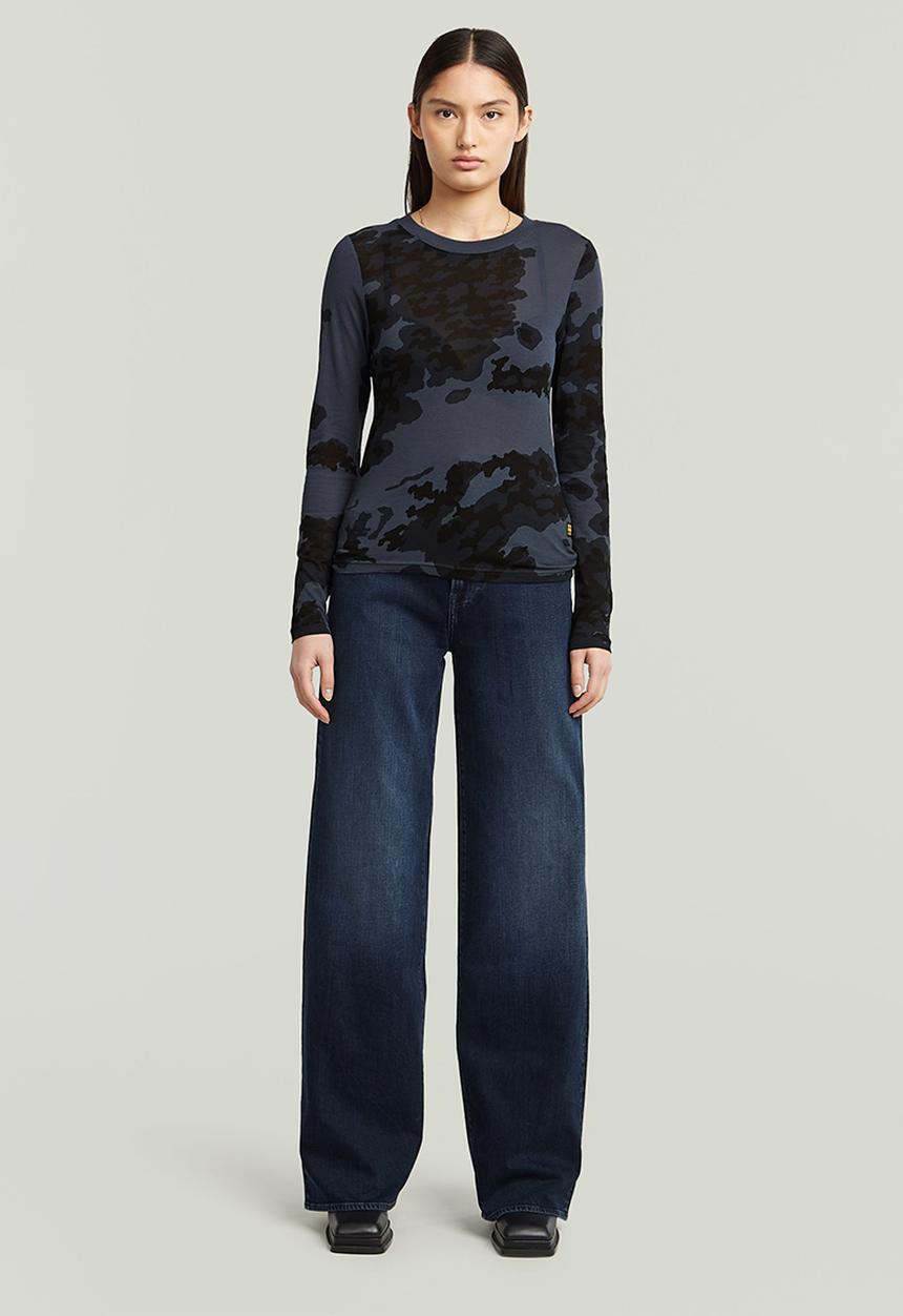 G-STAR - Aop slim r t l\s wmn - india ink forest camo