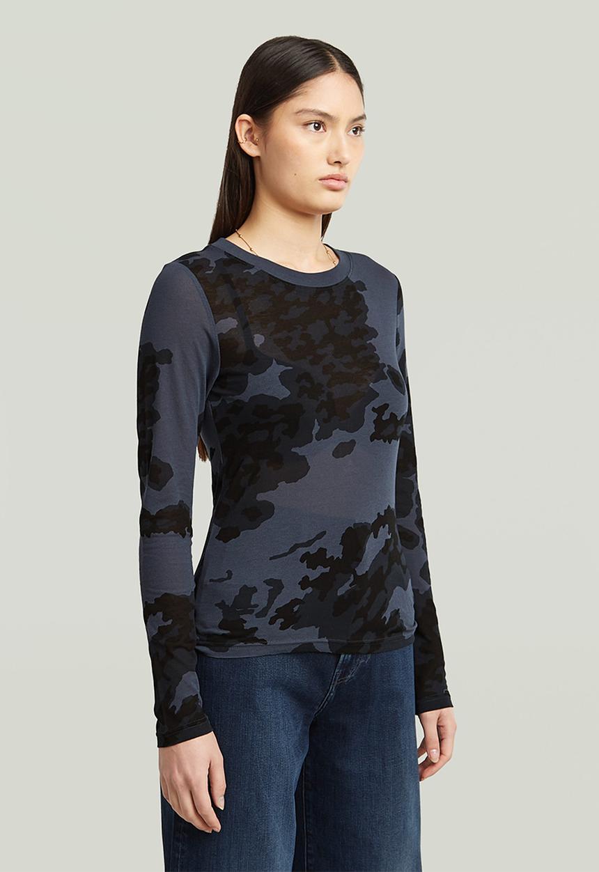 G-STAR - Aop slim r t l\s wmn - india ink forest camo