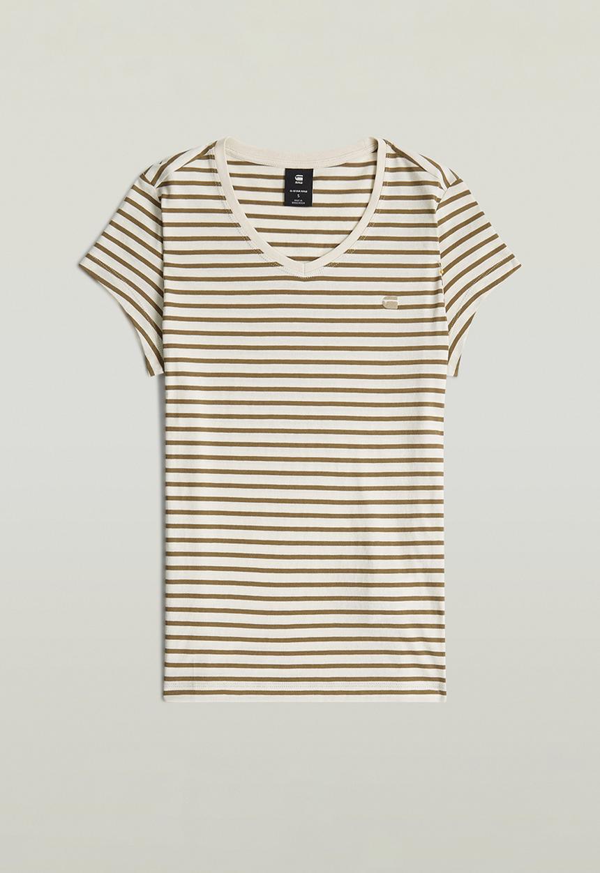 G-STAR - Stripe eyben slim v t 2.0 wmn - whitebait/teak stripe