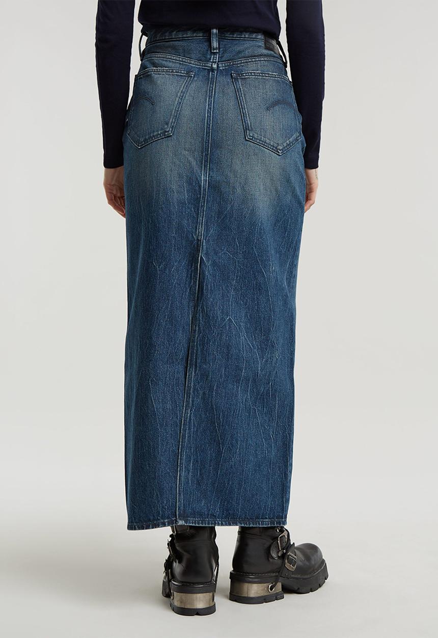 G-STAR - Viktoria Long Skirt wmn - worn in mountain dusk destroyed