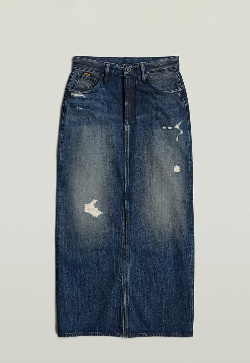G-STAR - Viktoria Long Skirt wmn - worn in mountain dusk destroyed