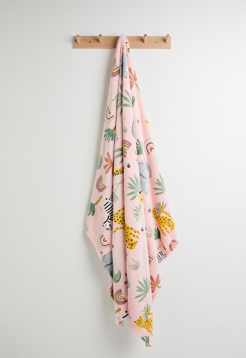 H&S - Woodland Flannel Blanket 120x150 - Rose