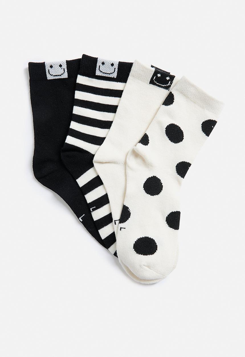 Pop Candy - 4 Pack crew socks - white & black