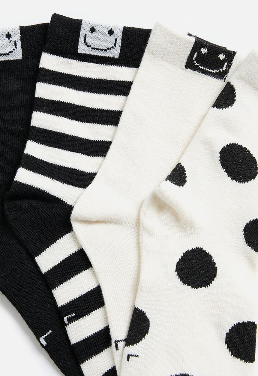 Pop Candy - 4 Pack crew socks - white & black