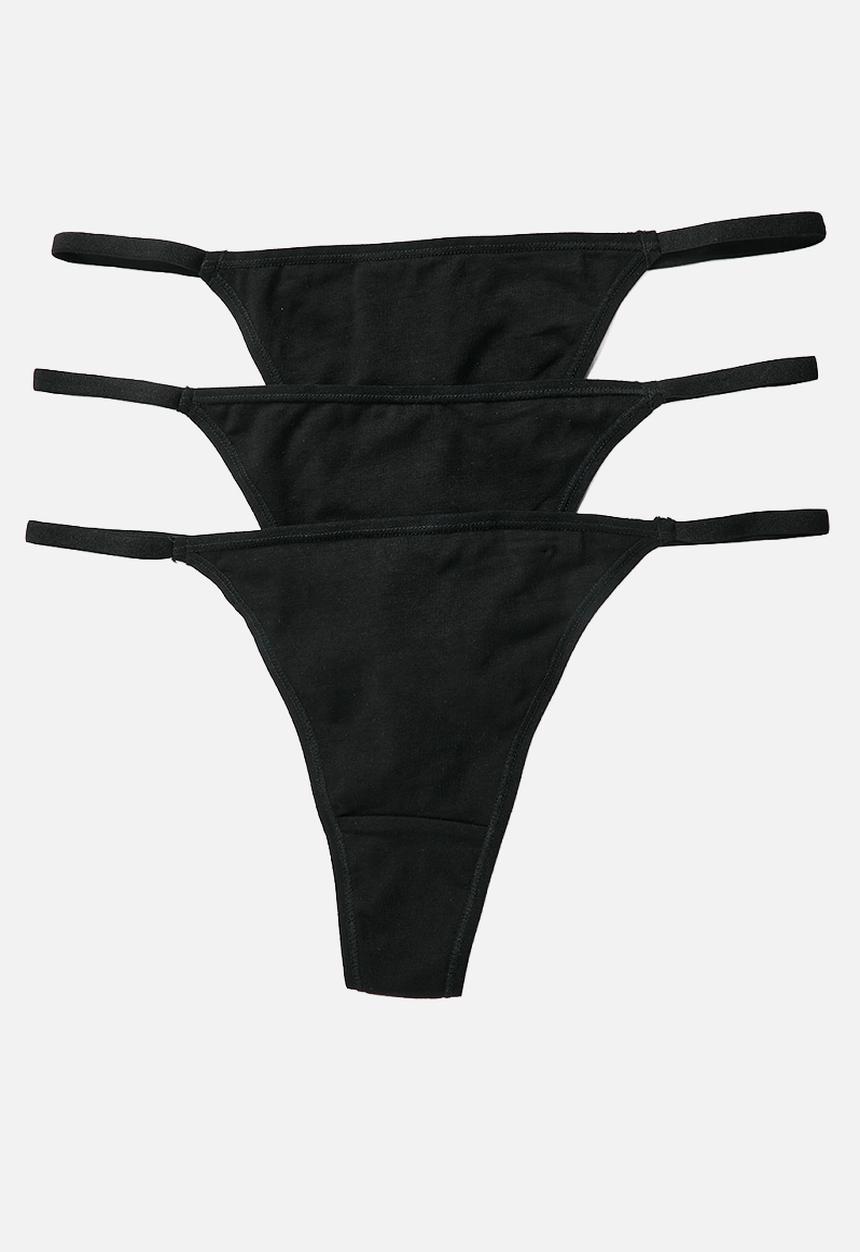 H&M - 3-Pack cotton tanga thong briefs - black