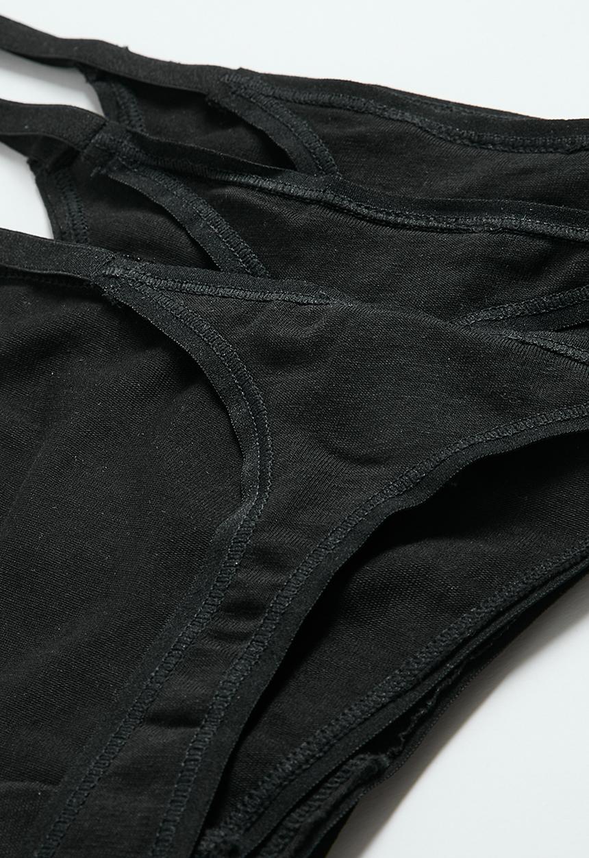 H&M - 3-Pack cotton tanga thong briefs - black