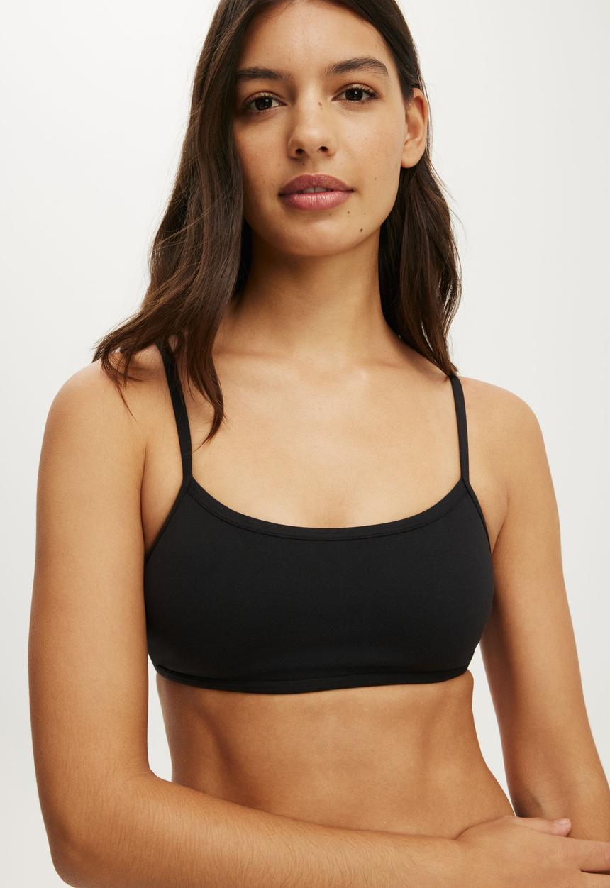 Cotton On - Ultra Soft Double Strap Back Crop - Black