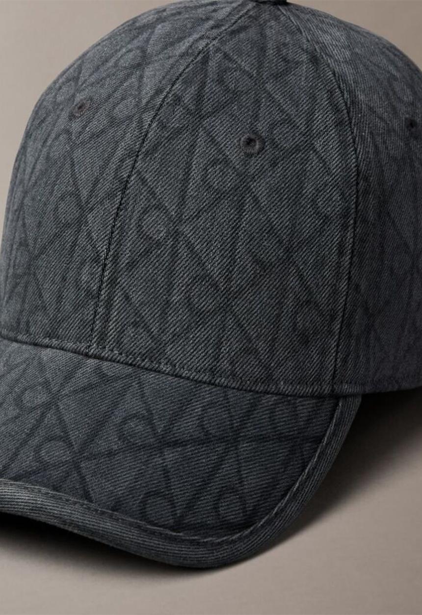 Calvin Klein - Denim emblem burnout w patch cap - charcoal grey