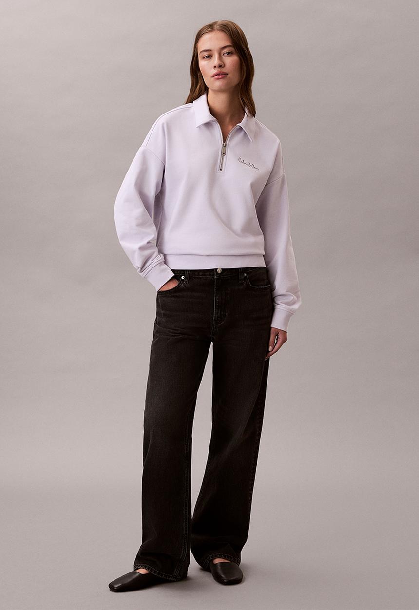 Calvin Klein - Long sleeve french terry graphic qz sweatshirt - frosty lilac