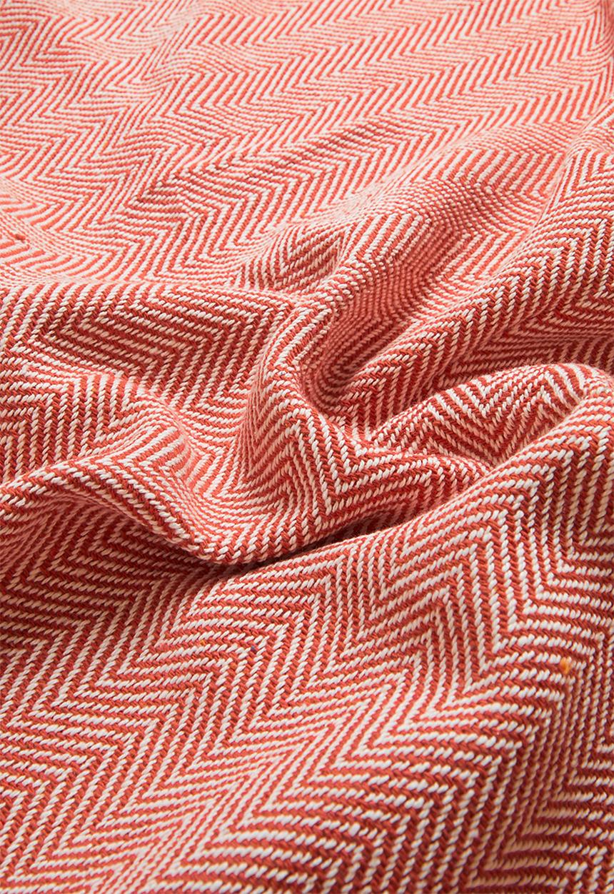 Sixth Floor - Brushed Cotton Chevron Throw Coral