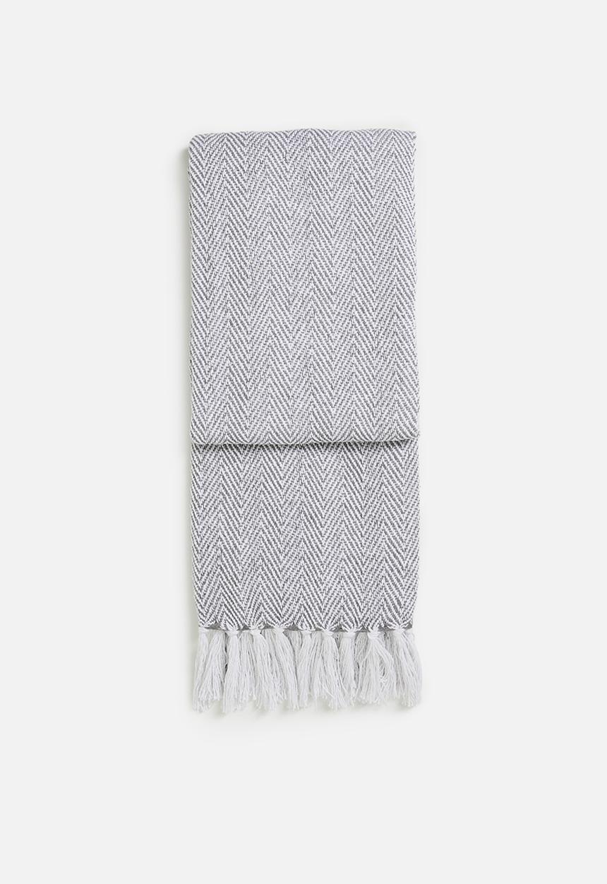 Sixth Floor - Brushed Cotton Chevron Throw Navy