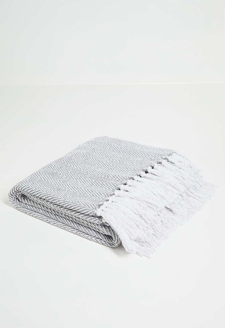 Sixth Floor - Brushed Cotton Chevron Throw Navy