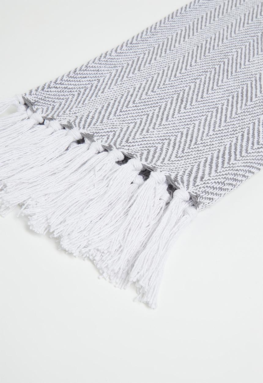 Sixth Floor - Brushed Cotton Chevron Throw Navy