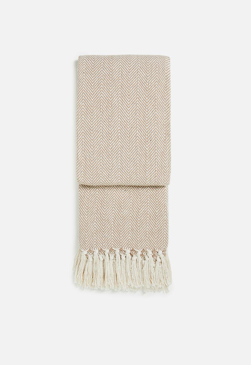 Sixth Floor - Brushed Cotton Chevron Throw Stone