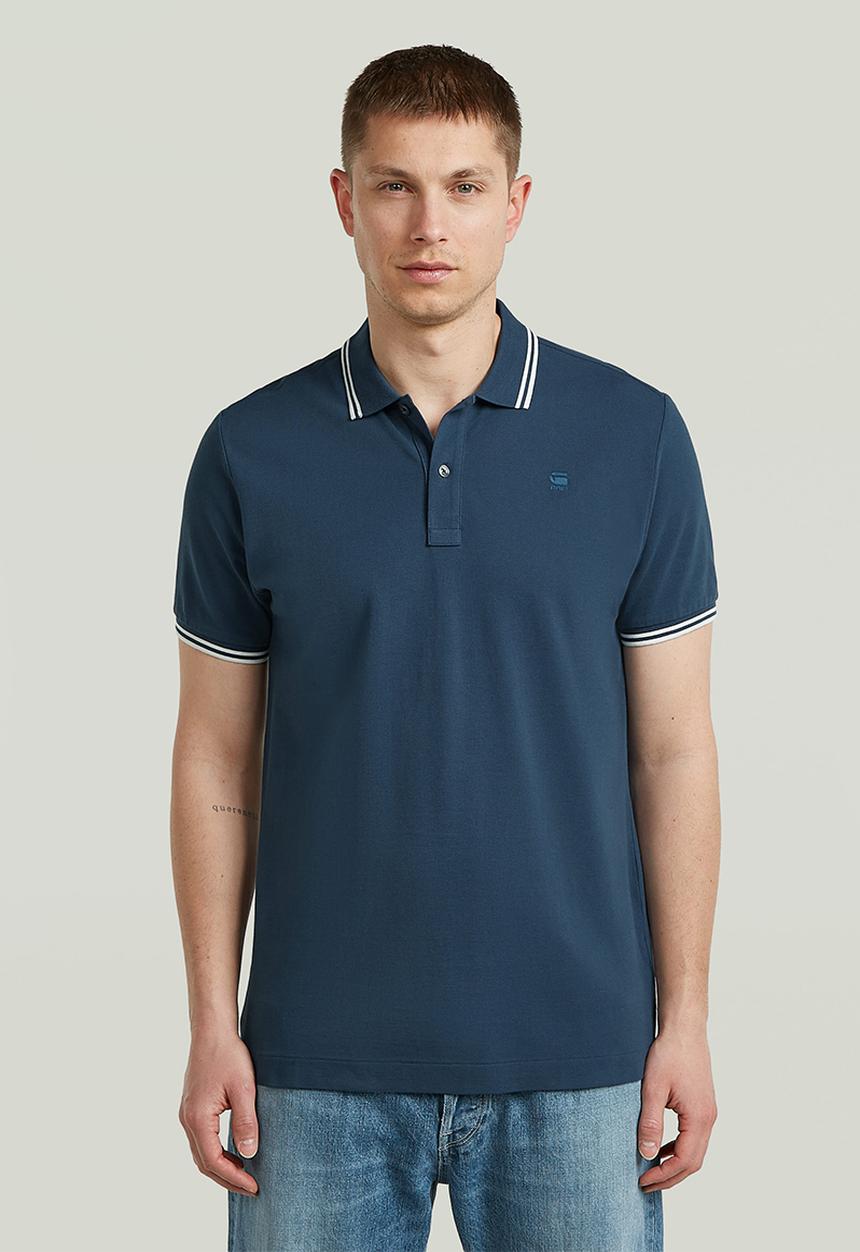 G-STAR - Dunda Slim Stripe Polo Short Sleeve - Rank Blue