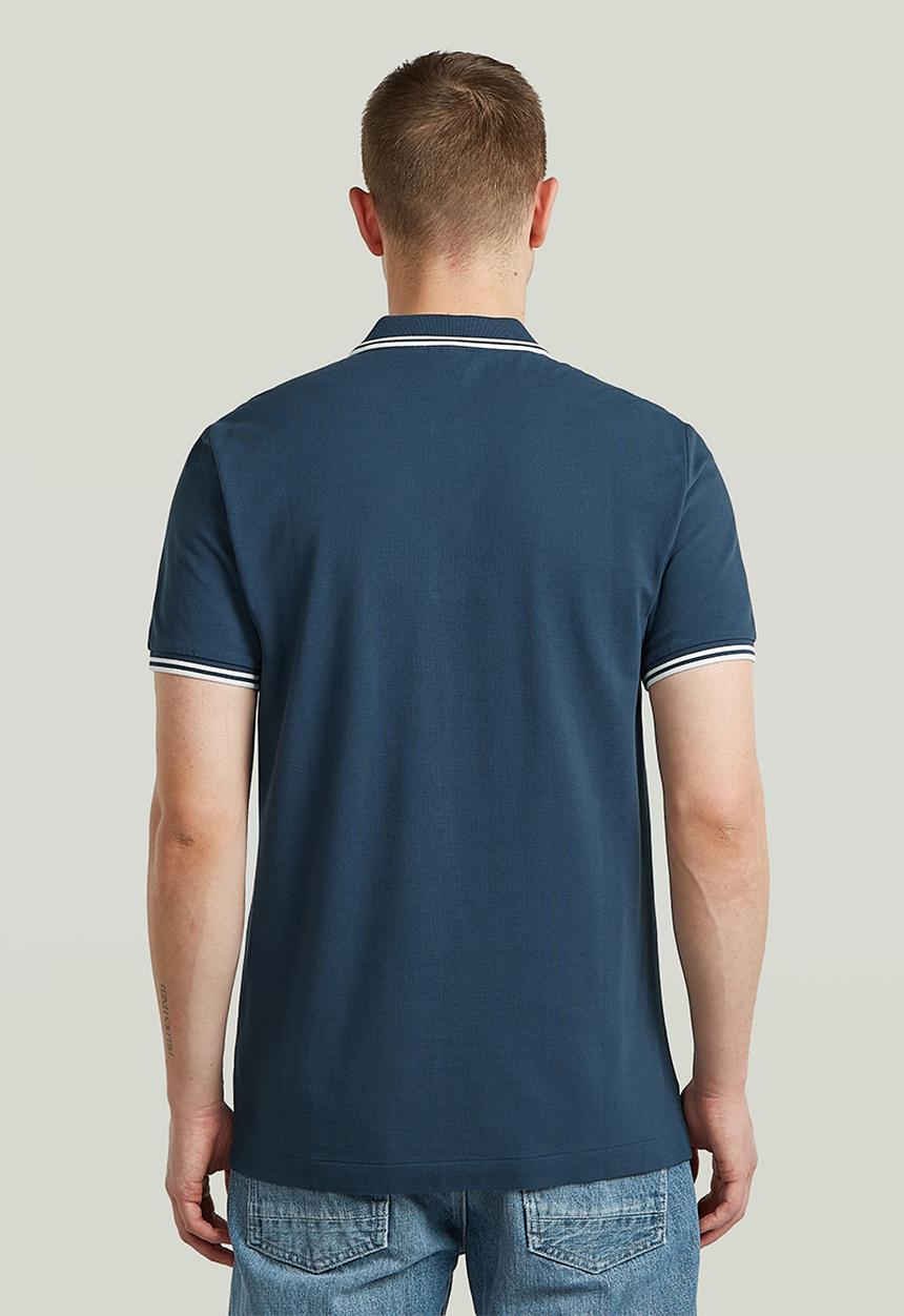 G-STAR - Dunda Slim Stripe Polo Short Sleeve - Rank Blue