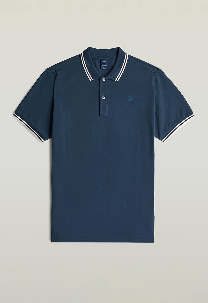 G-STAR - Dunda Slim Stripe Polo Short Sleeve - Rank Blue