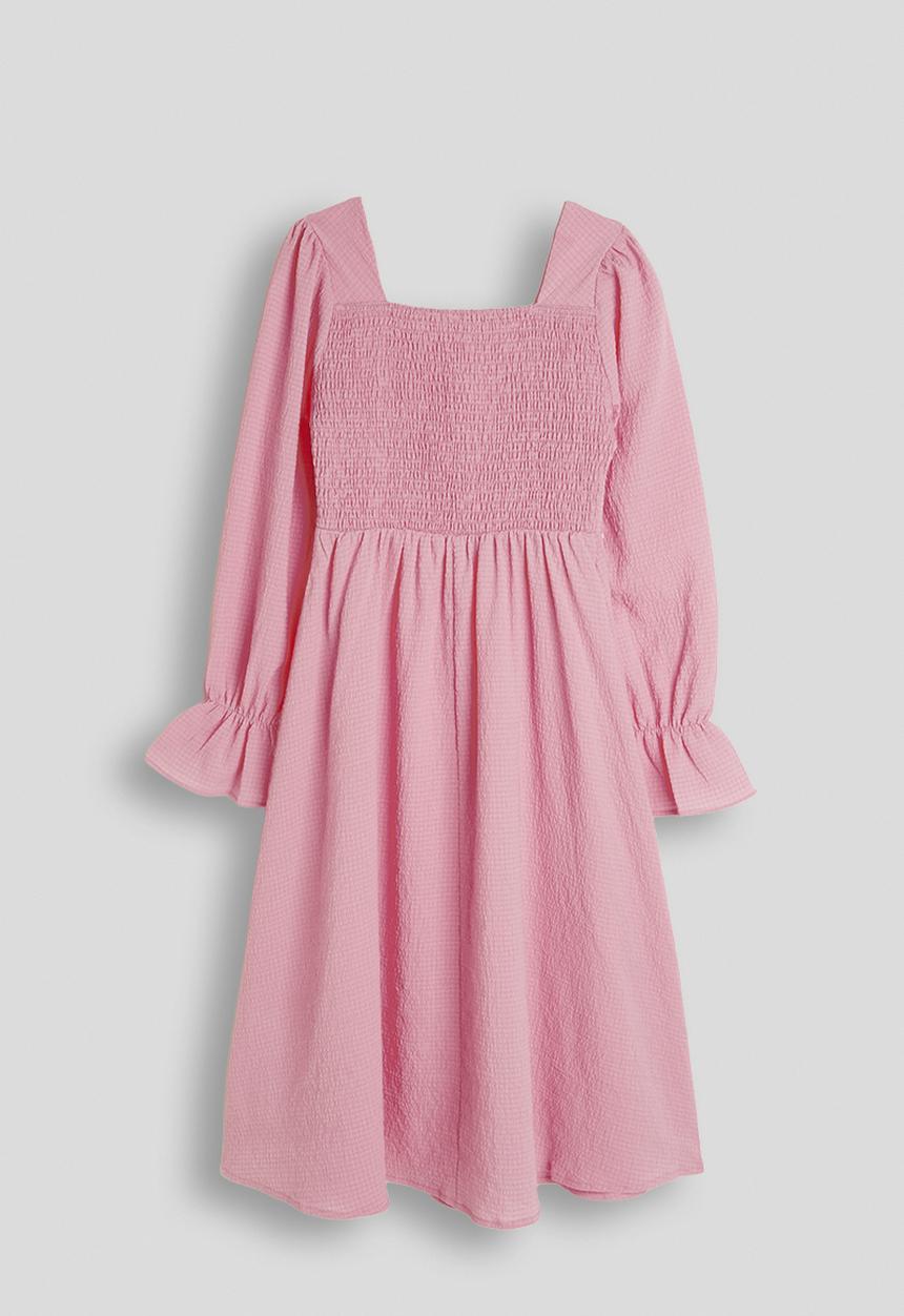 Pop Candy - Ruched bust dress with silk lace-up detail - pink