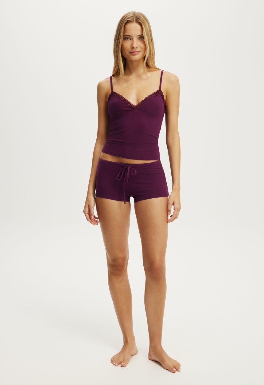 Cotton On - Dreamy soft lace triangle cami - blackcurrant