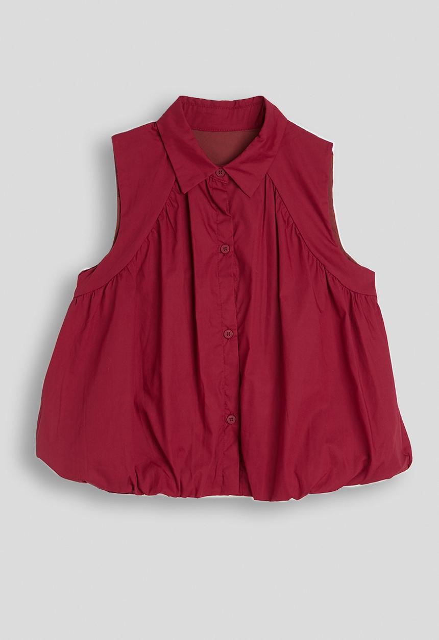 Pop Candy - Sleeveless bubble shirt - dark red