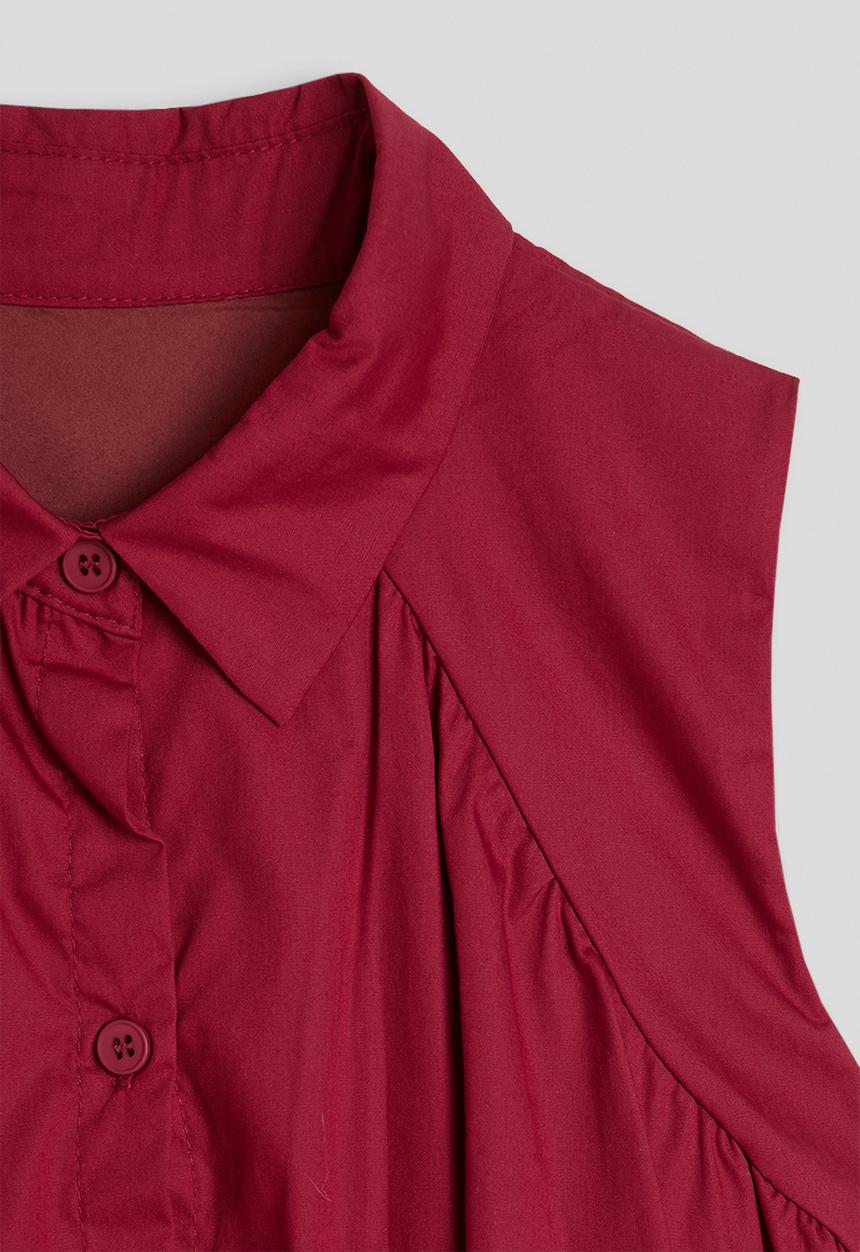 Pop Candy - Sleeveless bubble shirt - dark red