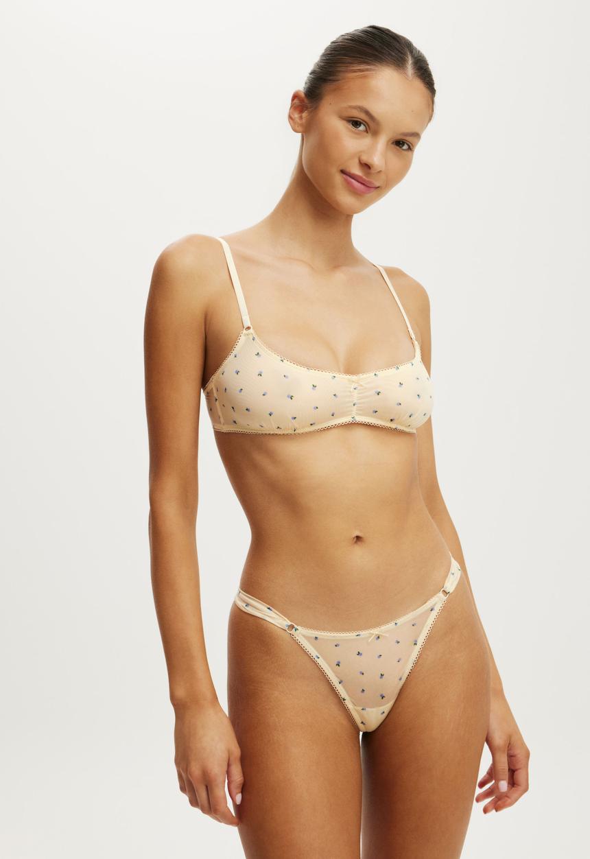 Cotton On - Sutton sheer bralette - rosy floral banana cream