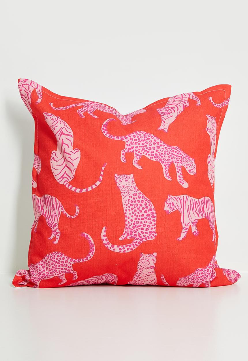 Grey Gardens - Red Leopard - Cushion Cover