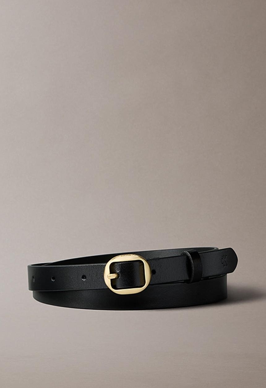 Calvin Klein - Round buckle metal ck tip 20mm- black / antique light gold
